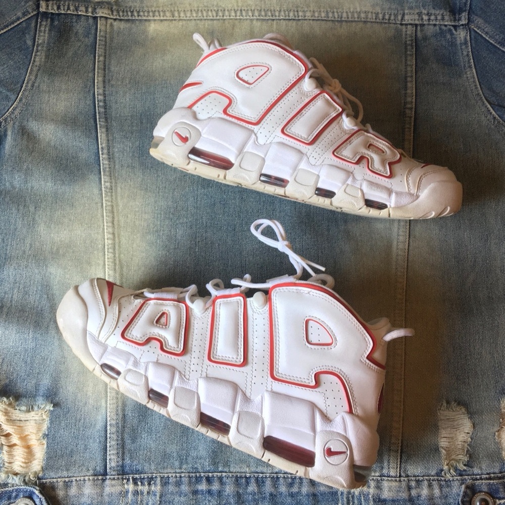 🙌🏽SOLD🙌🏽Nike Air More Uptempo “White/Varsity Red” Size 9.5 - Picture 1 of 5